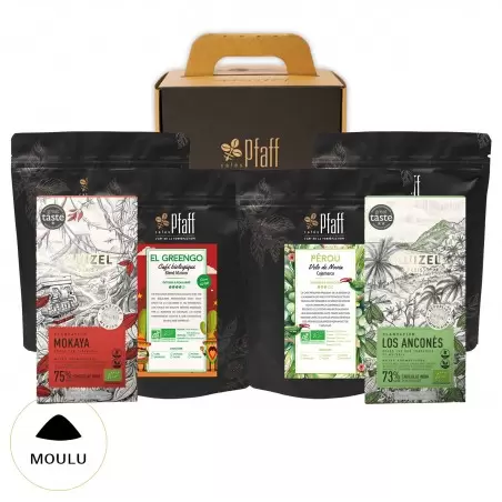 Coffret café : 1kg de cafés biologiques - 4x250gr | cafés moulu